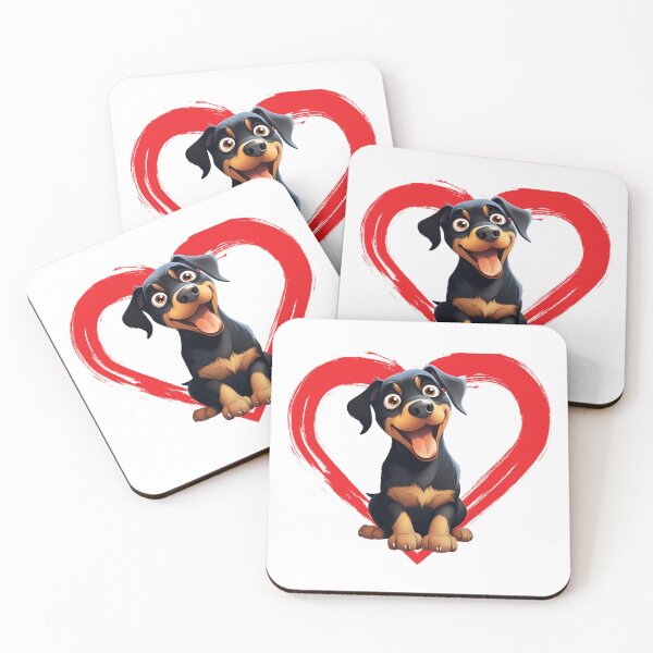 Item preview, Rottweiler Cartoon in Love Heart swoosh  designed and sold by For Dog Sake!®.