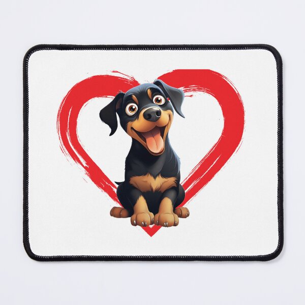 Item preview, Rottweiler Cartoon in Love Heart swoosh  designed and sold by For Dog Sake!®.