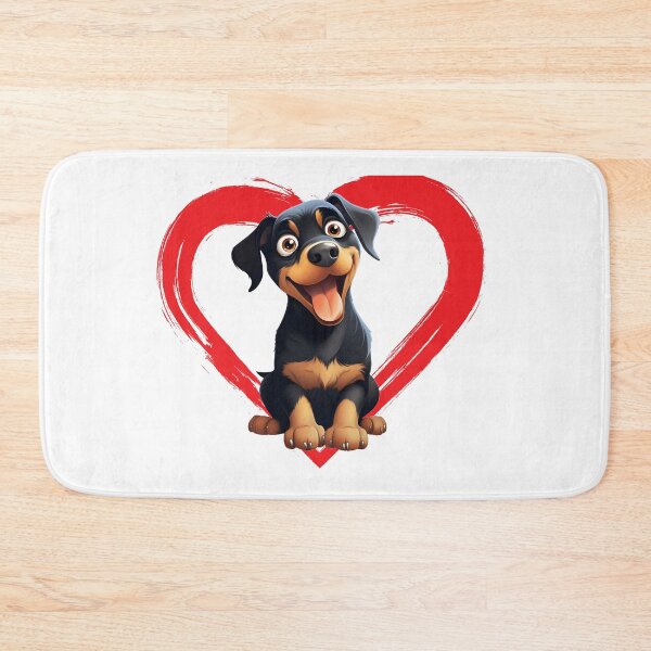 Item preview, Rottweiler Cartoon in Love Heart swoosh  designed and sold by For Dog Sake!®.