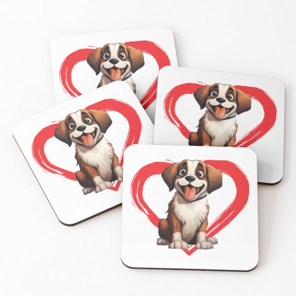 Item preview, St Bernard Cartoon in Love Heart swoosh  designed and sold by For Dog Sake!®.