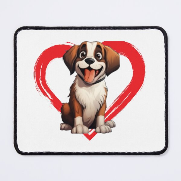 Item preview, St Bernard Cartoon in Love Heart swoosh designed and sold by For Dog Sake!®.