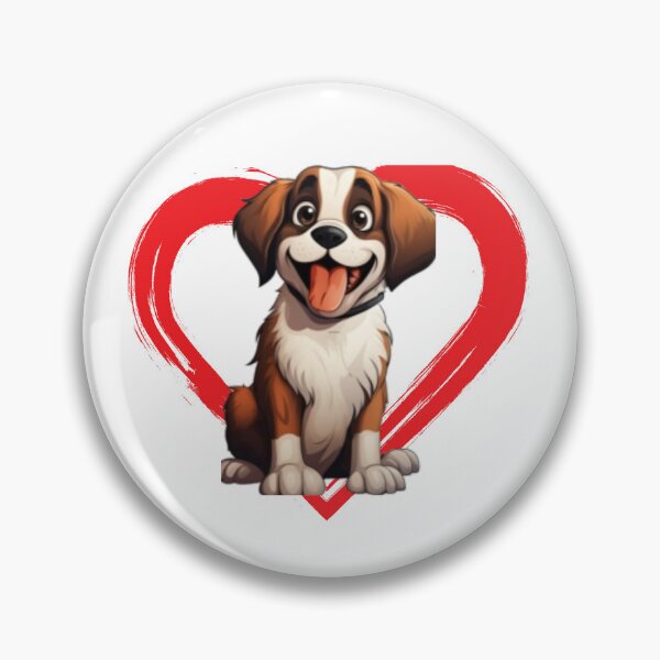 Item preview, St Bernard Cartoon in Love Heart swoosh  designed and sold by For Dog Sake!®.