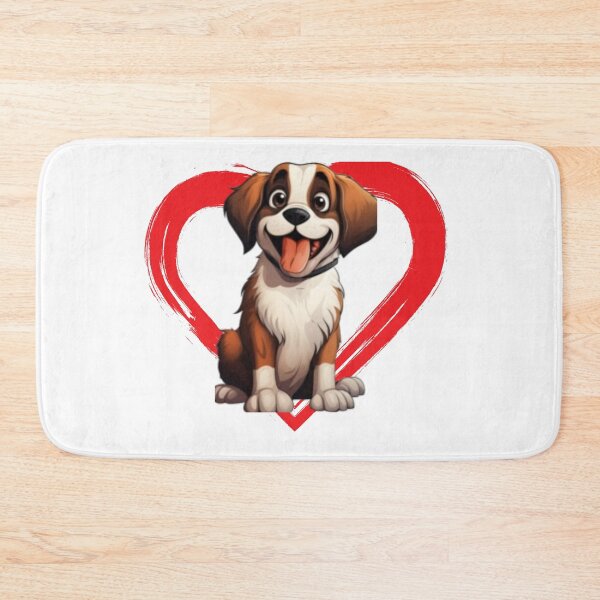 Item preview, St Bernard Cartoon in Love Heart swoosh  designed and sold by For Dog Sake!®.