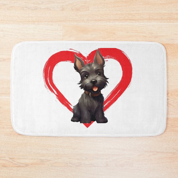 Aperçu de l'œuvre Scottish Terrier Cartoon in Love Heart swoosh créée et vendue par For Dog Sake!®.