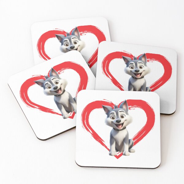Item preview, Siberian Husky Cartoon in Love Heart swoosh  designed and sold by For Dog Sake!®.