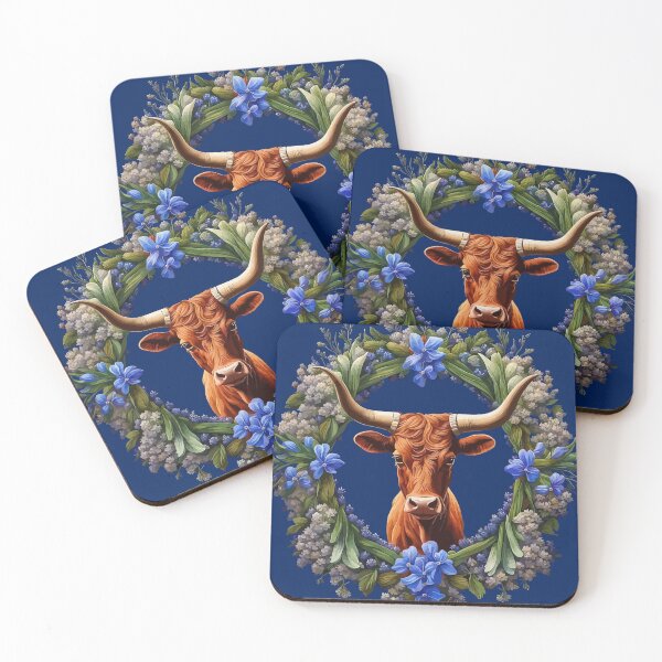 Item preview, Emma The Longhorn Surrounded By A Wreath Of Lupins designed and sold by taiche.