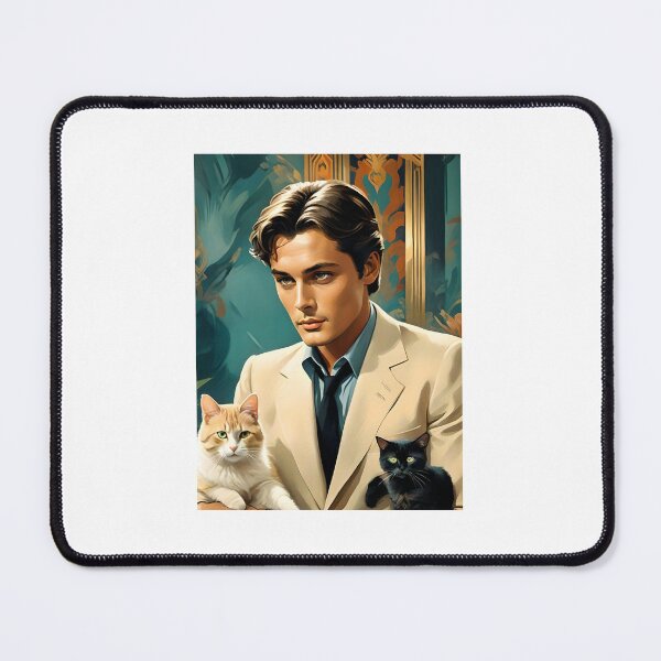 Item preview, Art Deco Handsome Man - Alain Delon With Cats designed and sold by JoyPhotoArt.
