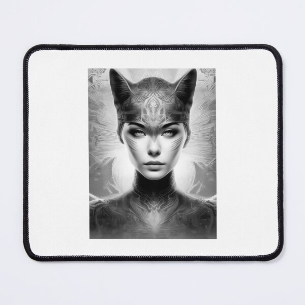 Item preview, BW Art Deco Portrait Of A Beautiful Cat Woman designed and sold by JoyPhotoArt.