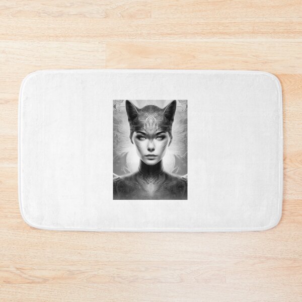 Item preview, BW Art Deco Portrait Of A Beautiful Cat Woman designed and sold by JoyPhotoArt.