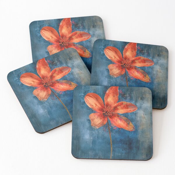 Item preview, Vibrant orange flower on a dark blue background designed and sold by JuanmaLW.
