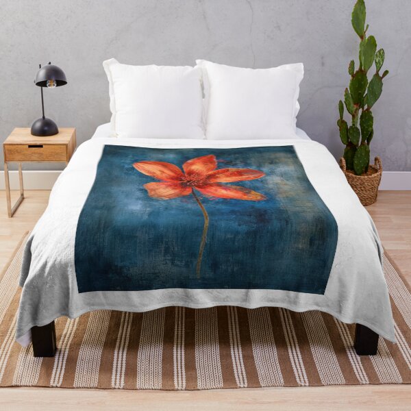 Item preview, Vibrant orange flower on a dark blue background designed and sold by JuanmaLW.