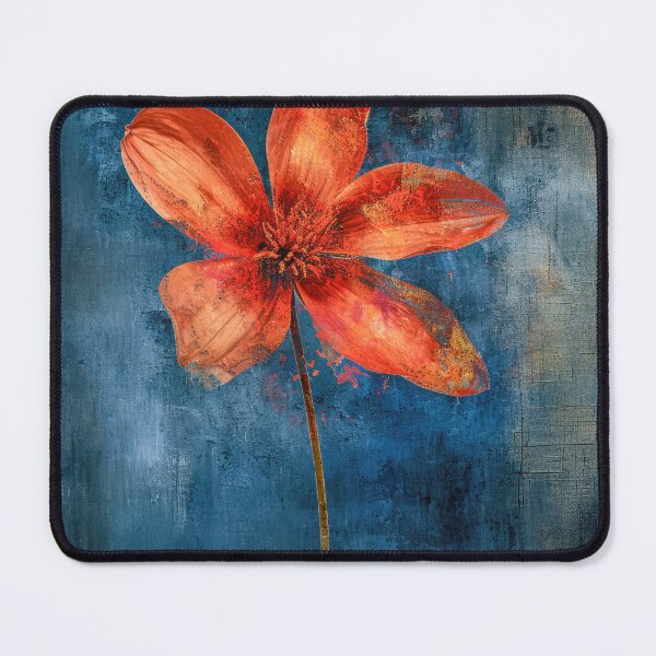 Item preview, Vibrant orange flower on a dark blue background designed and sold by JuanmaLW.
