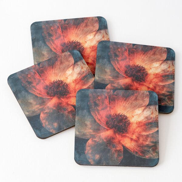 Item preview, Vibrant orange flower on a dark blue background designed and sold by JuanmaLW.