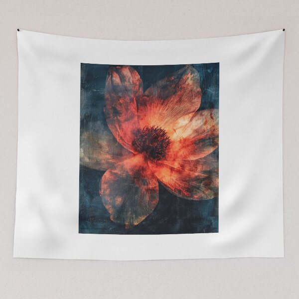 Item preview, Vibrant orange flower on a dark blue background designed and sold by JuanmaLW.