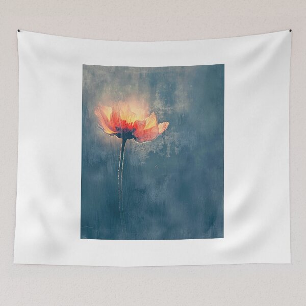 Item preview, Vibrant orange flower on a dark blue background designed and sold by JuanmaLW.