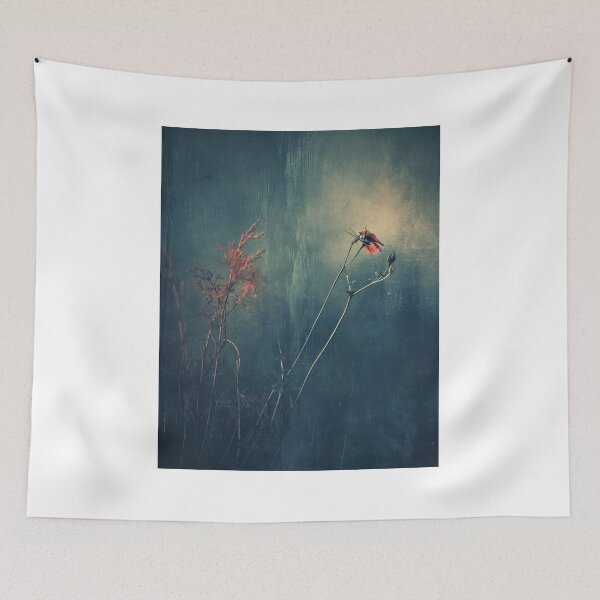 Item preview, Vibrant orange flower on a dark blue background designed and sold by JuanmaLW.