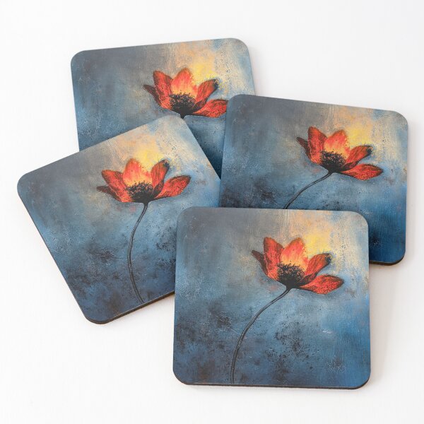 Item preview, Vibrant orange flower on a dark blue background designed and sold by JuanmaLW.