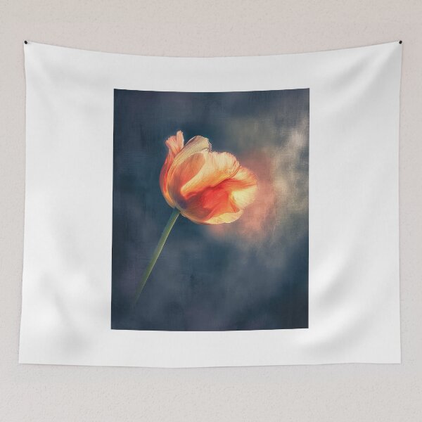 Item preview, Vibrant orange flower on a dark blue background designed and sold by JuanmaLW.