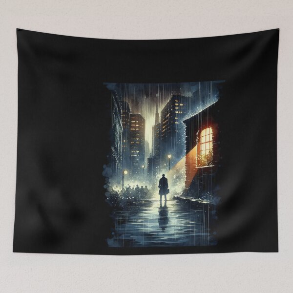 Item preview, Noir Watercolor Rain City  designed and sold by RESToRAPTOR.