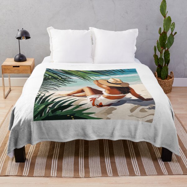 Item preview, Woman enjoying the sun at the beach designed and sold by JuanmaLW.