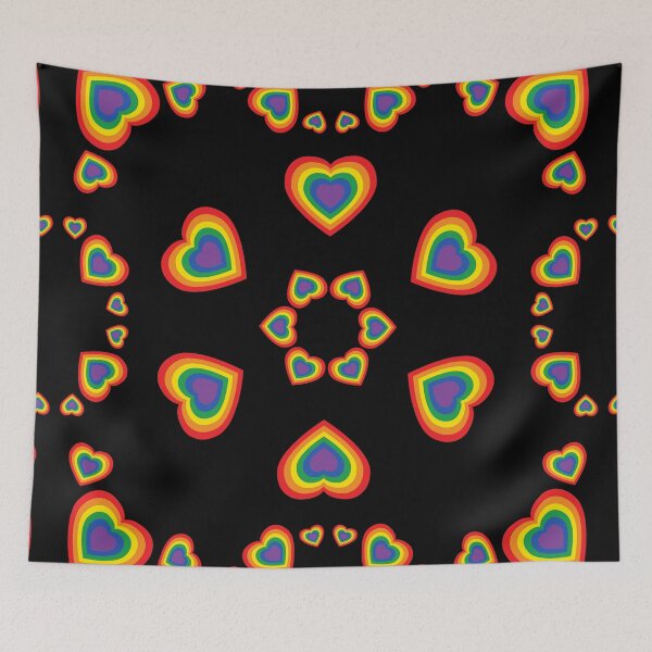 Item preview, Rainbow Pride Heart Pattern- Black background designed and sold by dysperdis.