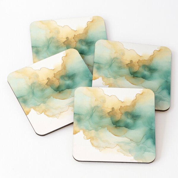 Item preview, Watercolor Teal Gold Abstract Design designed and sold by gigibelldesigns.