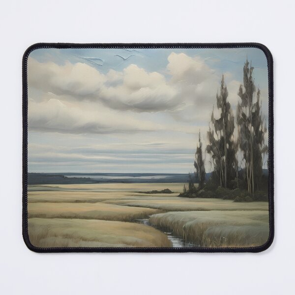 Item preview, A small stream runs through fields and meadows, vintage oil painting designed and sold by CreativeSparkzz.