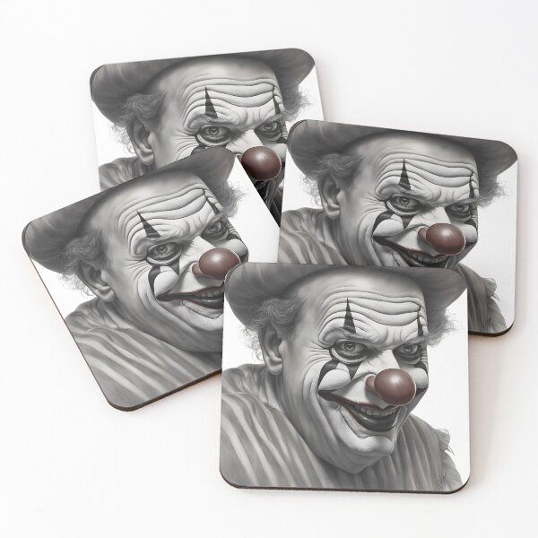 Item preview, black & white, red nose balloon art Man designed and sold by Vibes-vintage.
