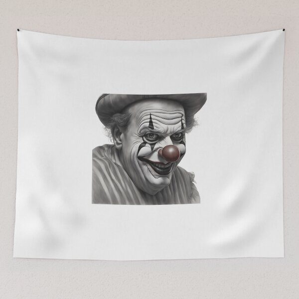 Item preview, black & white, red nose balloon art Man designed and sold by Vibes-vintage.