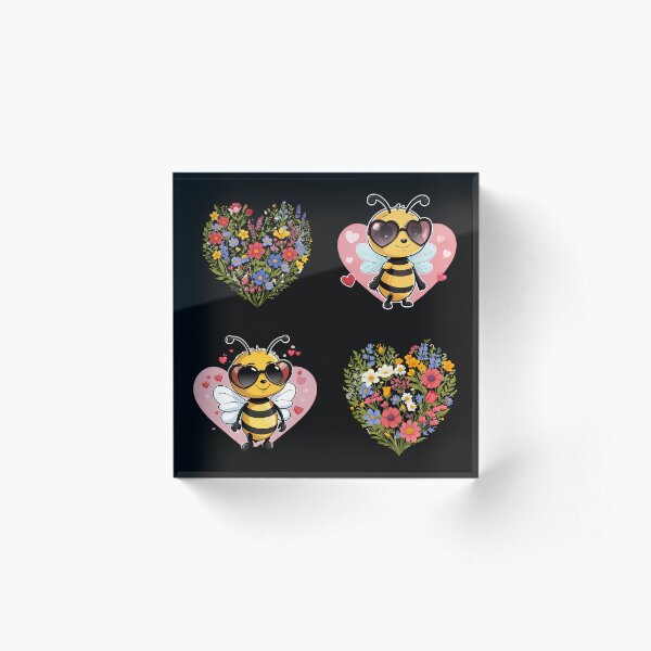 Item preview, Cute Bee Floral Hearts designed and sold by LaldyAnimals.