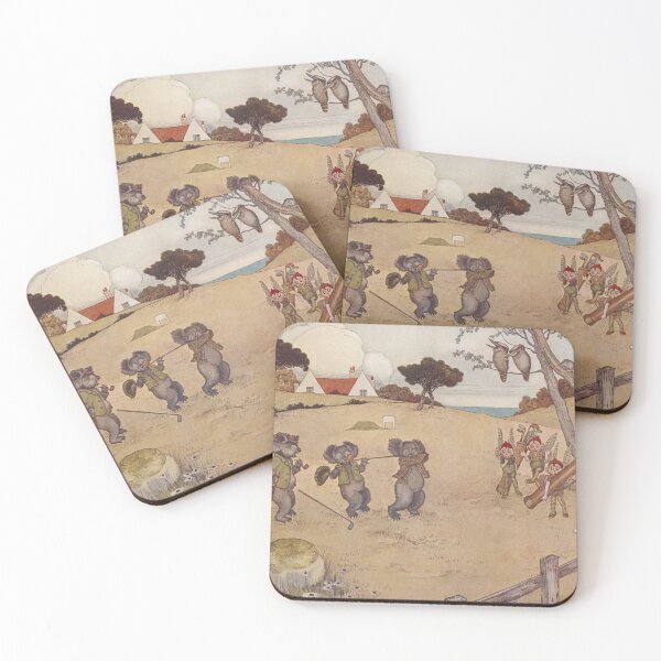 Item preview, Koala Bears and Fairy Elves Playing Golf Vintage Illustration designed and sold by ElegantTeaTime.