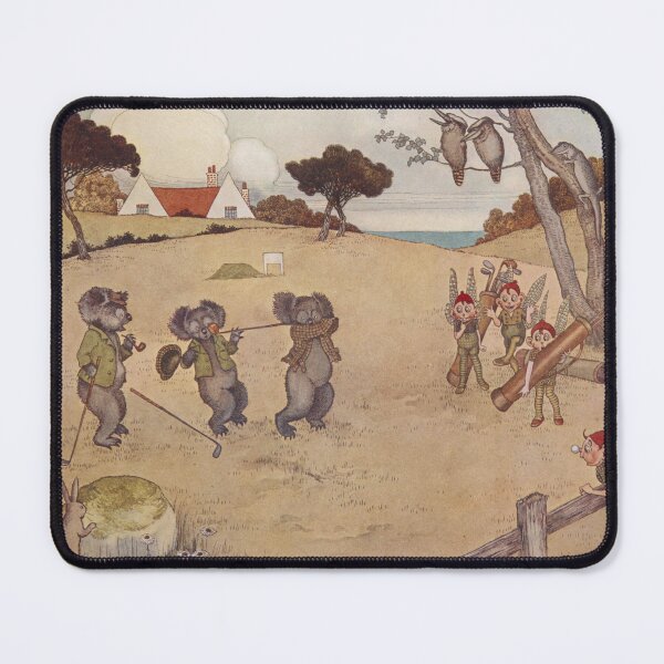 Item preview, Koala Bears and Fairy Elves Playing Golf Vintage Illustration designed and sold by ElegantTeaTime.