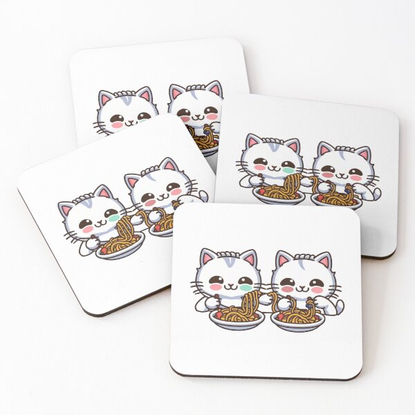 Item preview, cute pair of cats eating spaghetti designed and sold by bukajart.