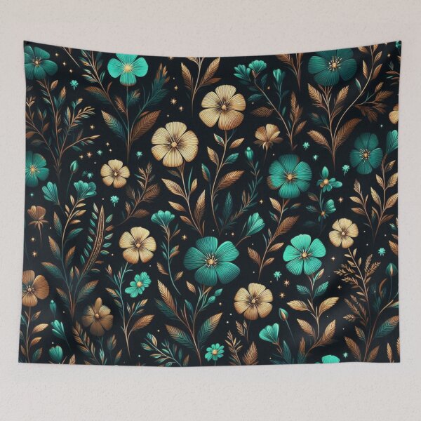 Item preview, Gilded Petals: Teal and Gold Symphony designed and sold by LyssasMindArt.