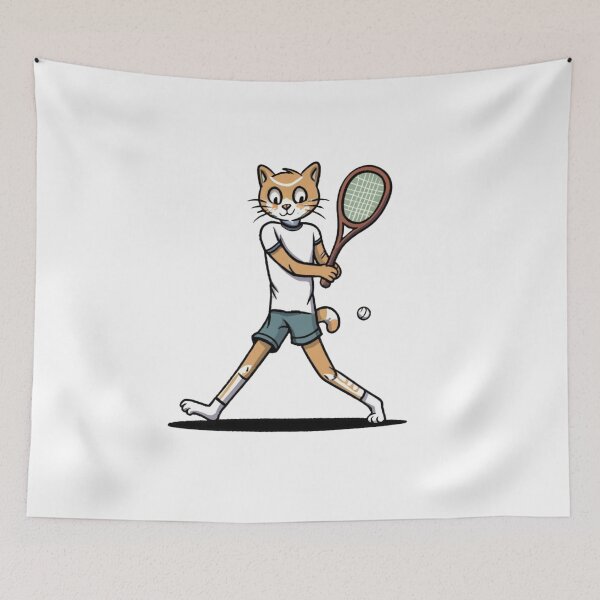 Item preview, cat athlete playing tennis designed and sold by WojtiWu.