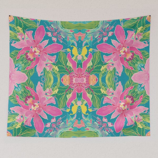 Item preview, Orchids and butterflies preppy damask designed and sold by SophieClimaArt.