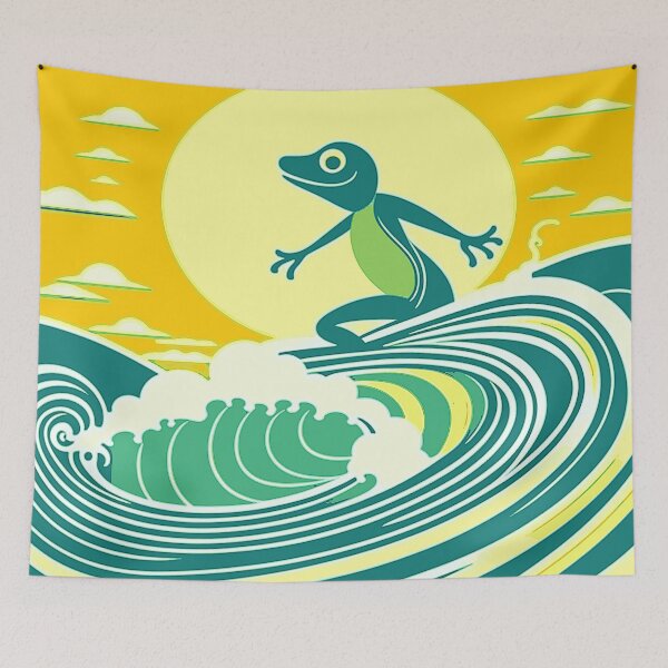 Item preview, Abstract Funny Cute Frog Surfing on Waves designed and sold by JoeStylistic.