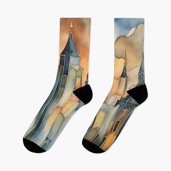 Item preview, Dissolving Boundaries: Where Buildings Blur in Watercolor's Embrace designed and sold by ArtsyWishesShop.