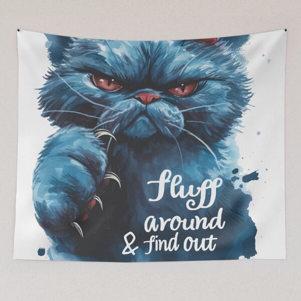 Item preview, Fluff y descubre, Fluff y descubre, gato de aspecto duro, gato siniestro, gato con garras designed and sold by PrintShangri-La.