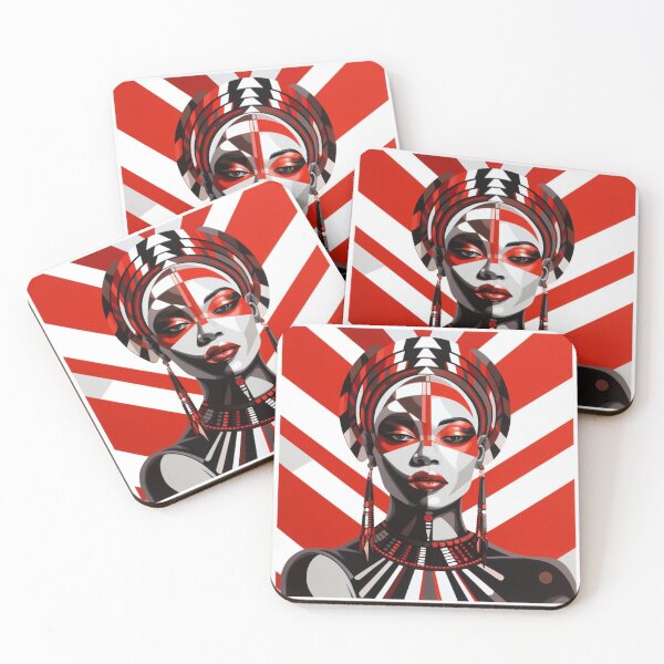 Item preview, WOMAN WORRIOR BLACK RED WHITE STRIPES ABSTRACT 10 designed and sold by justyna-s28.