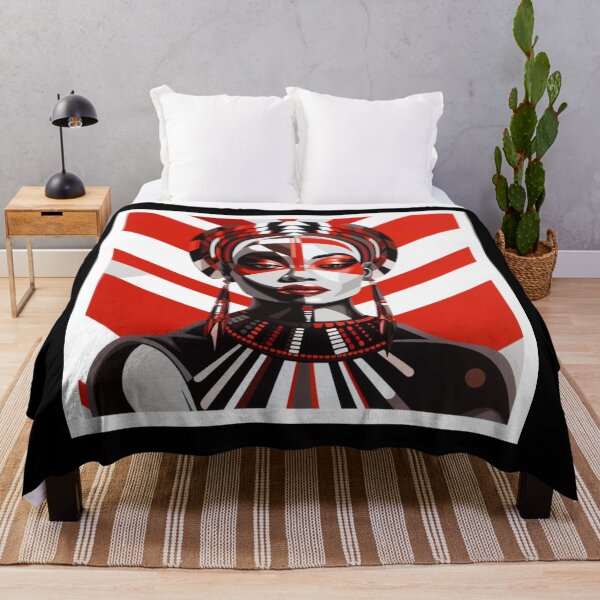 Item preview, WOMAN WORRIOR BLACK RED WHITE STRIPES ABSTRACT 10 designed and sold by justyna-s28.