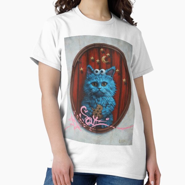 Vista previa del artículo con la obra «Gatito Monstruo de las Galletas. Alma adorable de ojos saltones de gato azul. Monstruo gato. Mi alma. Luna y estrellas», diseñado y vendido por Tyler Tilley.