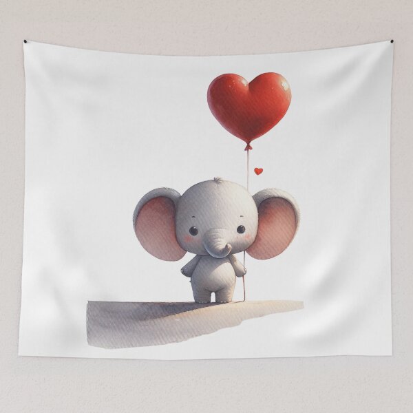 Item preview, Adorable heart-holding baby elephant designed and sold by MyDearWorld.