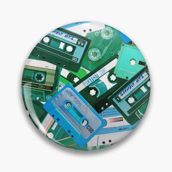 Item preview, Mixtape Explosion - Retro Blue Teal Music Tape Pattern Mix, Cassette Collage designed and sold by RoseGenuine.