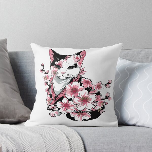Item preview, Cat in kimono with flowers designed and sold by TheRealmWithin.