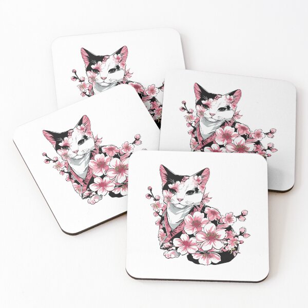 Item preview, Cat in kimono with flowers designed and sold by TheRealmWithin.