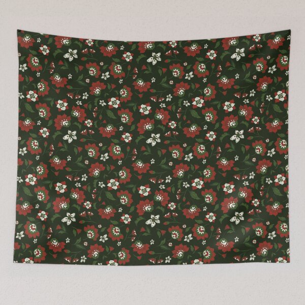 Item preview, Folkdance Flowers on a Dark Background designed and sold by Carolynpaints.