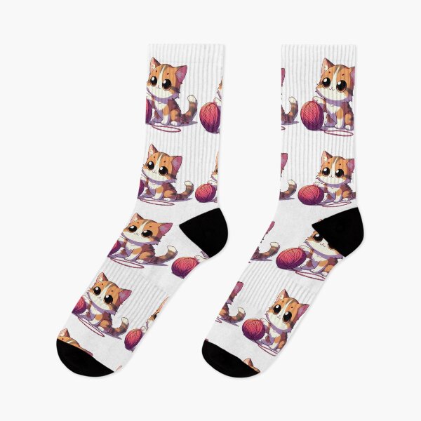 Item preview, Cute Cartoon Cat Playing with Yarn designed and sold by InkFlugel.