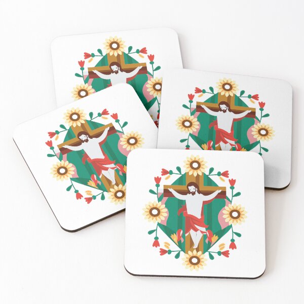 Item preview, Jesus My Savior - Retro Cross Design with Kid-Friendly Jesus Image and Flowers designed and sold by HahaHandlesHub.