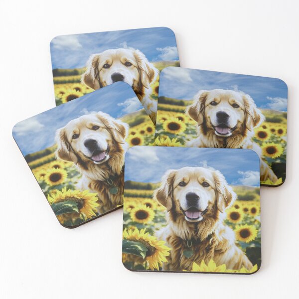 Item preview, Golden Retriever in a Sunflower Field designed and sold by Frankie Cat Photography.